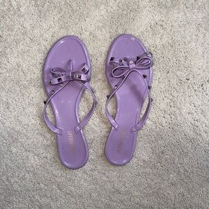 Olivia Miller Lavender Bow Jelly Sandals with Studs
